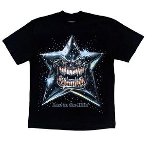 Lost Hills W/Rhinestones Black Graphic T-Shirt with Star Design New